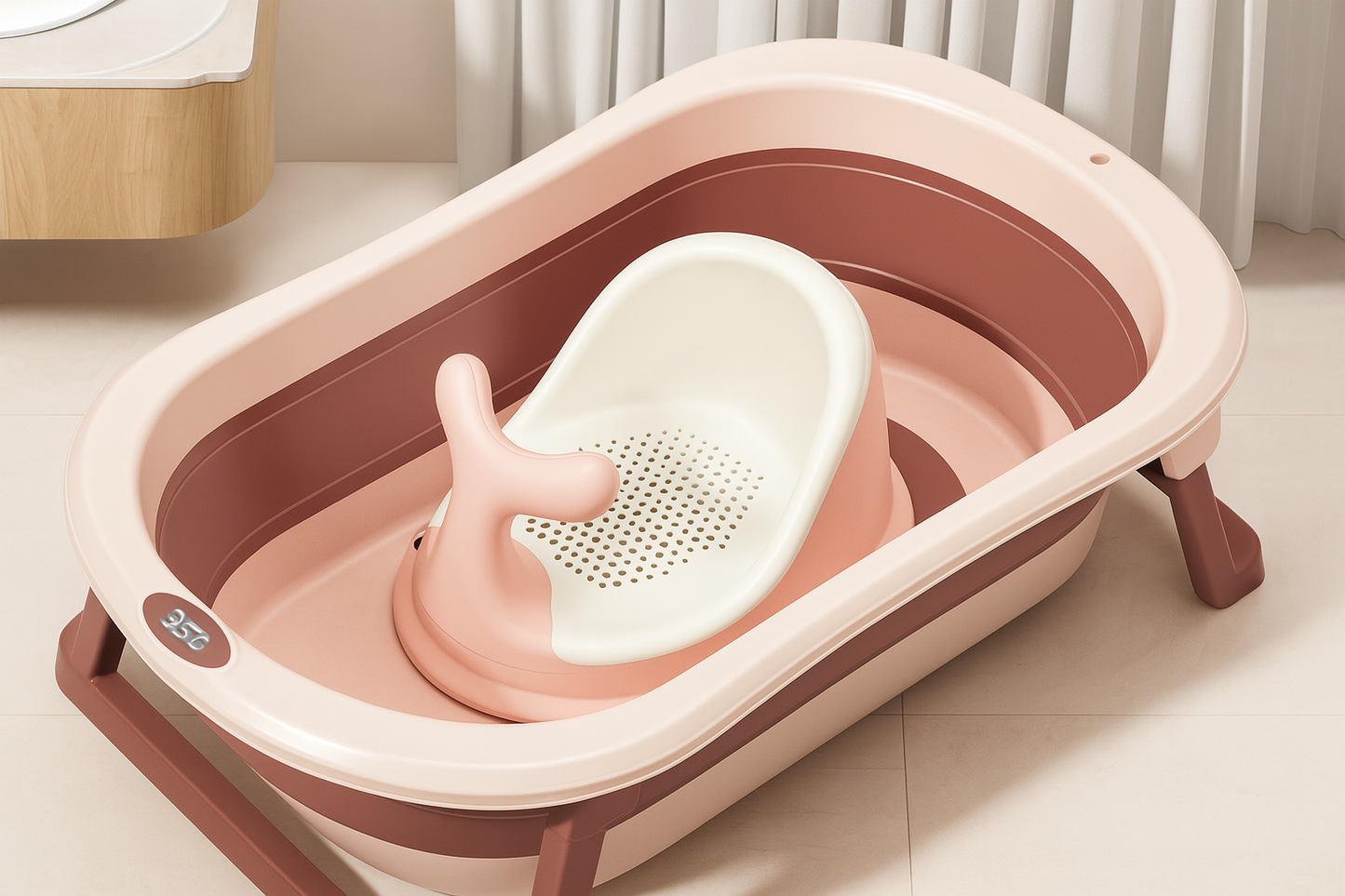 Baignoire de bain pliante avec détection de température en temps réel