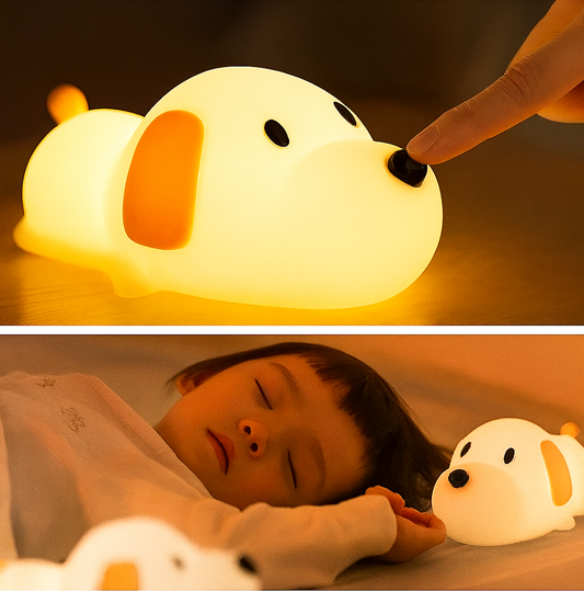 Veilleuse LED tactile chiot en silicone souple et durable